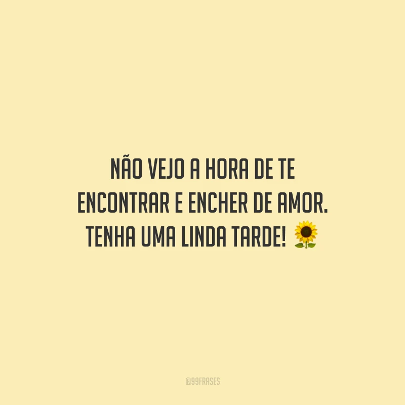Não vejo a hora de te encontrar e encher de amor. Tenha uma linda tarde!