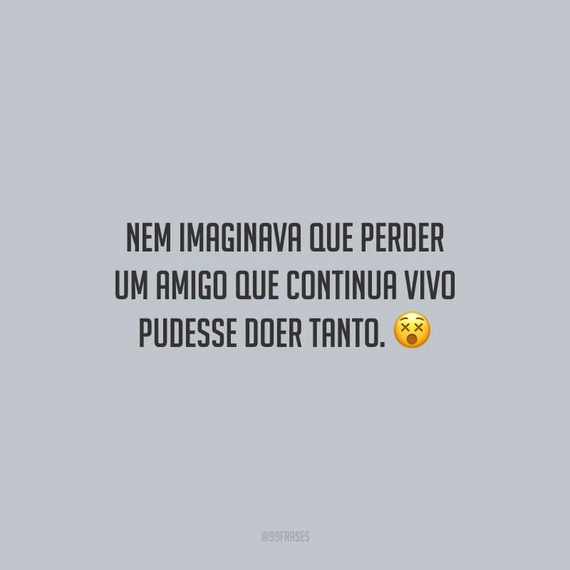 Nem imaginava que perder um amigo que continua vivo pudesse doer tanto.