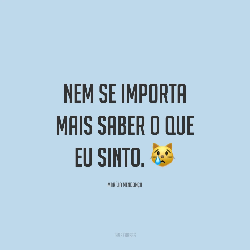 Nem se importa mais saber o que eu sinto. 😿