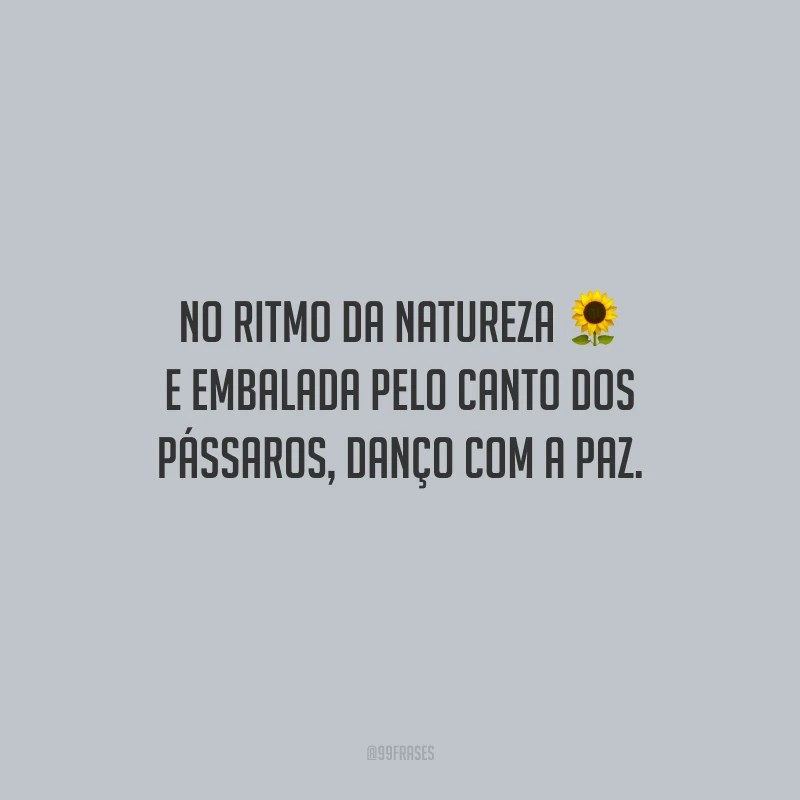 No ritmo da natureza e embalada pelo canto dos pássaros, danço com a paz.