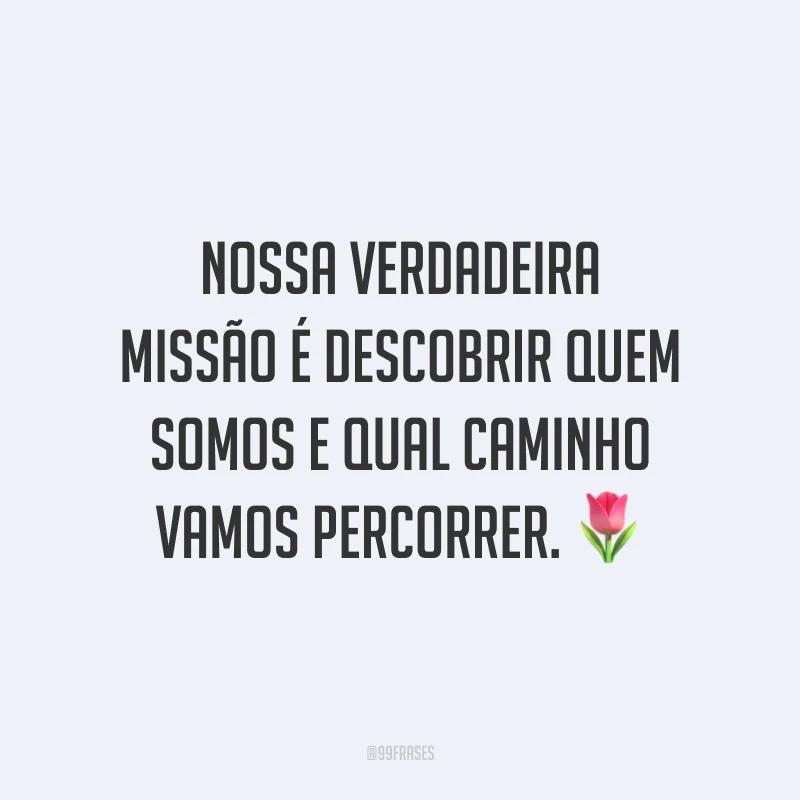 Nossa verdadeira missão é descobrir quem somos e qual caminho vamos percorrer.