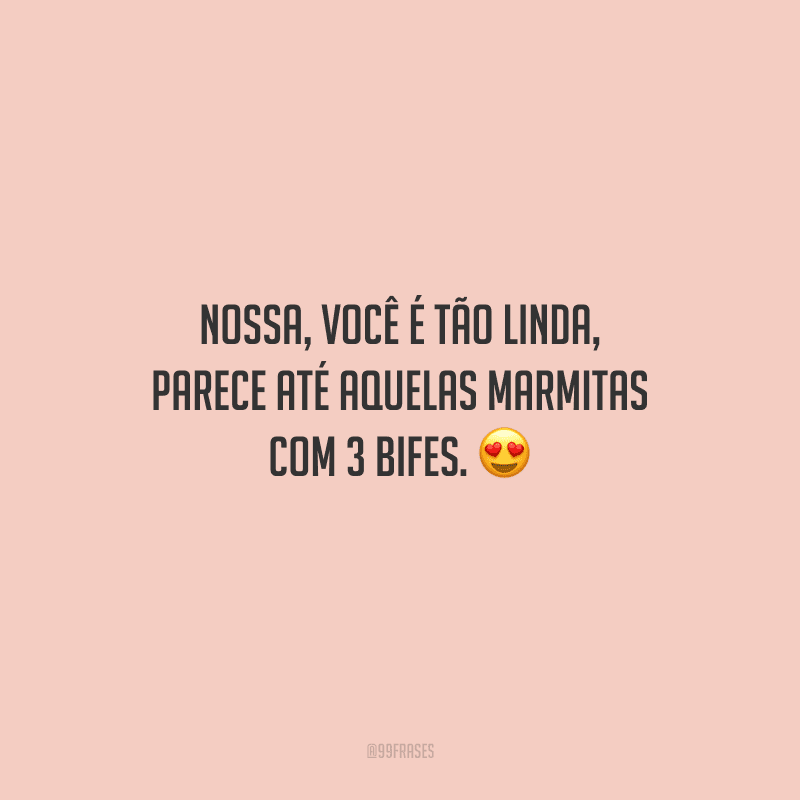 Nossa, você é tão linda, parece até aquelas marmitas com 3 bifes. 