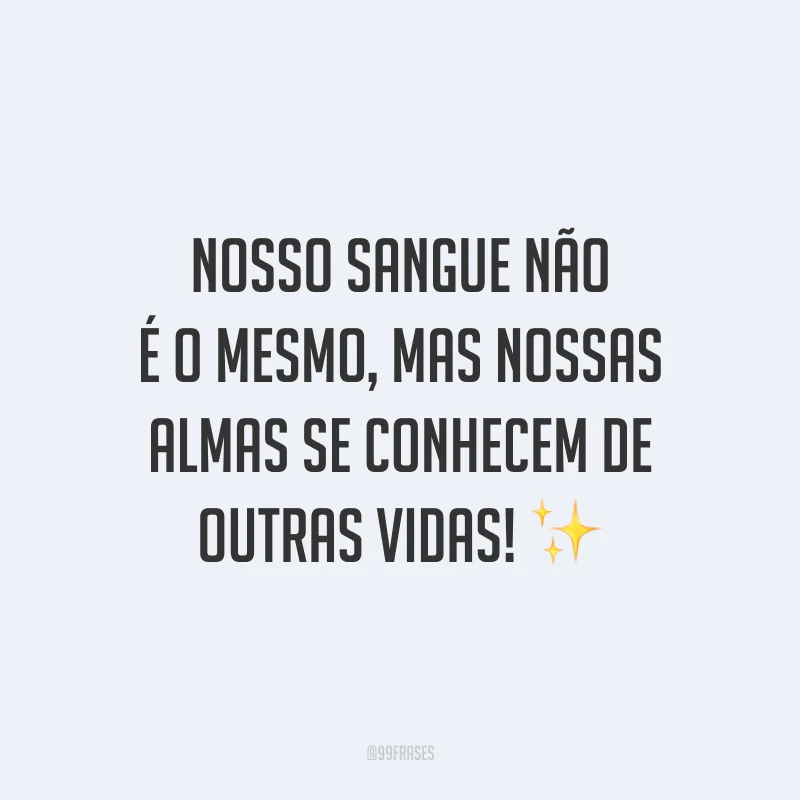 Nosso sangue não é o mesmo, mas nossas almas se conhecem de outras vidas! ✨
