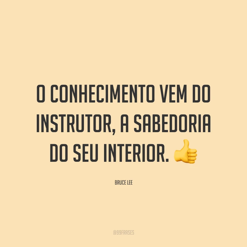 O conhecimento vem do instrutor, a sabedoria do seu interior. 👍