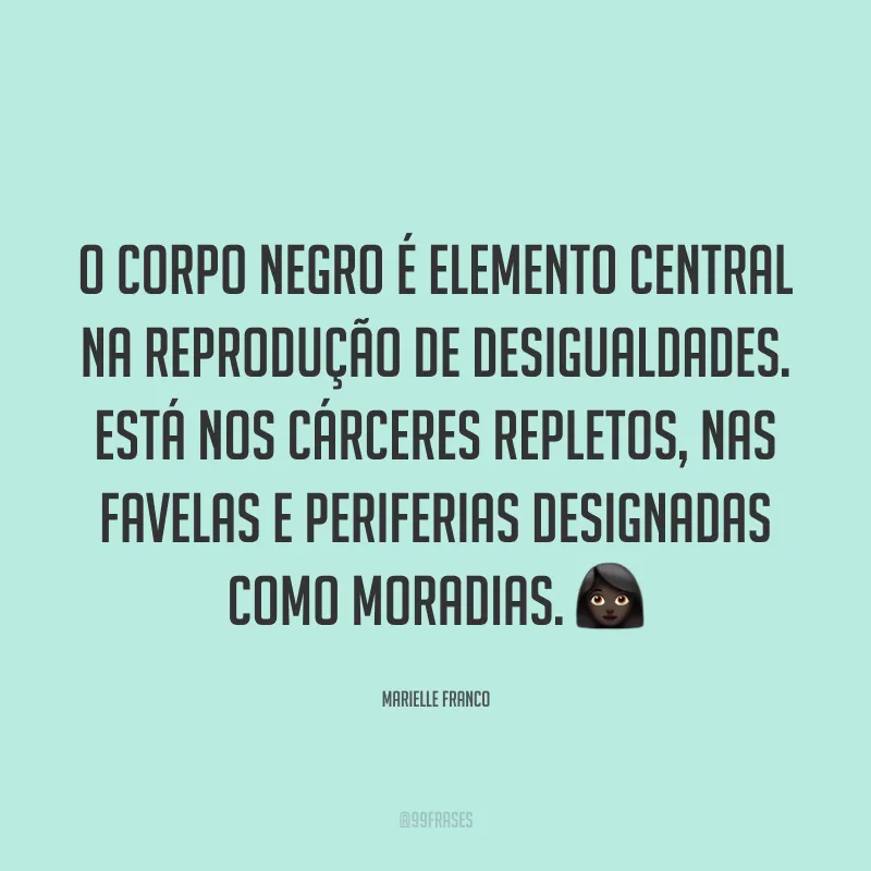 O corpo negro é elemento central na reprodução de desigualdades. Está nos cárceres repletos, nas favelas e periferias designadas como moradias. 👩🏿