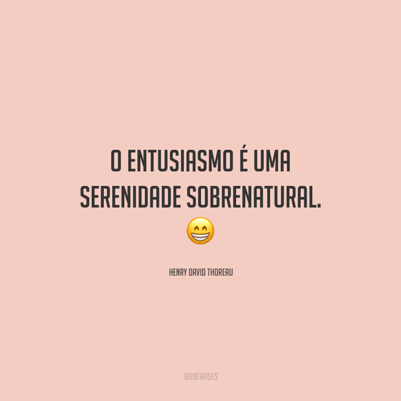 O entusiasmo é uma serenidade sobrenatural. 