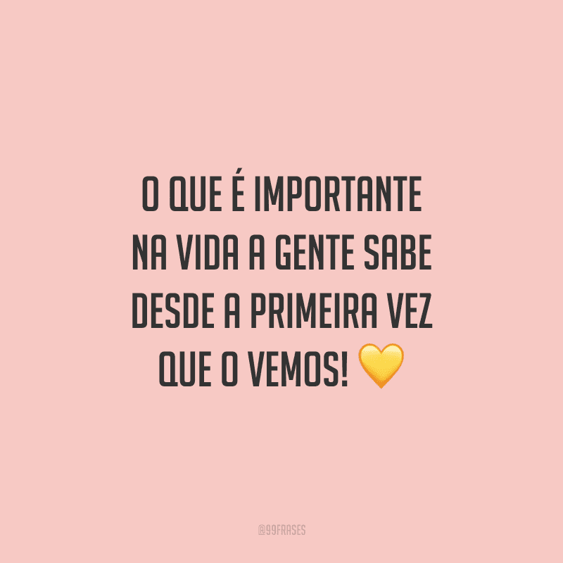 O que é importante na vida a gente sabe desde a primeira vez que o vemos!