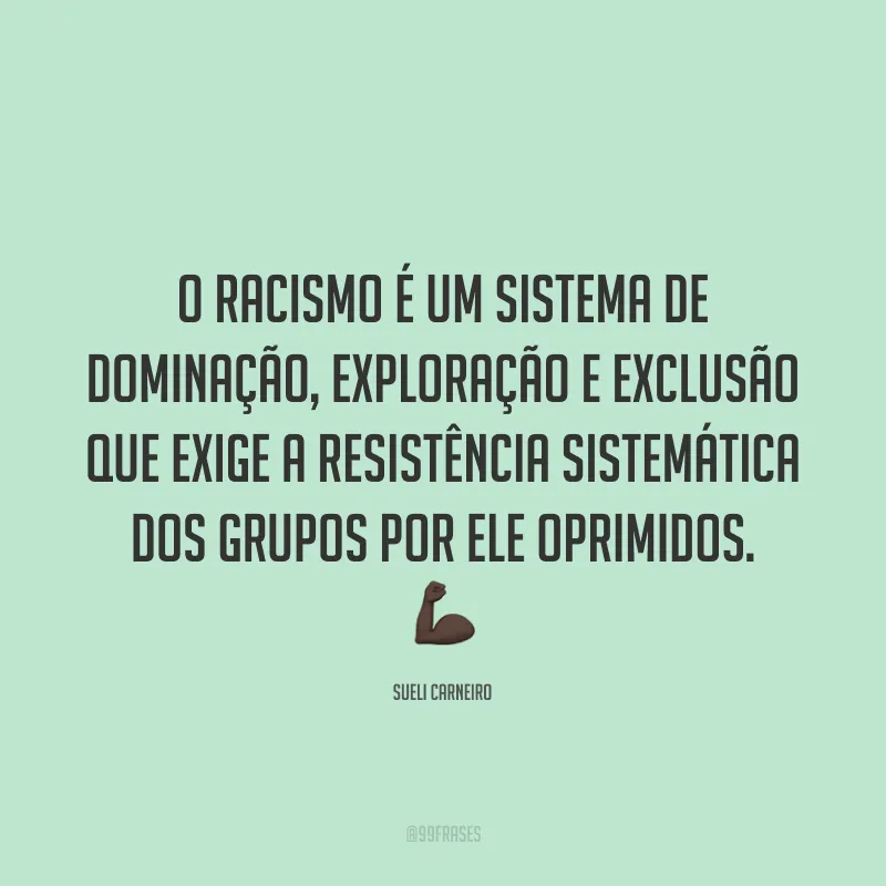 O racismo é um sistema de dominação, exploração e exclusão que exige a resistência sistemática dos grupos por ele oprimidos. 💪🏿