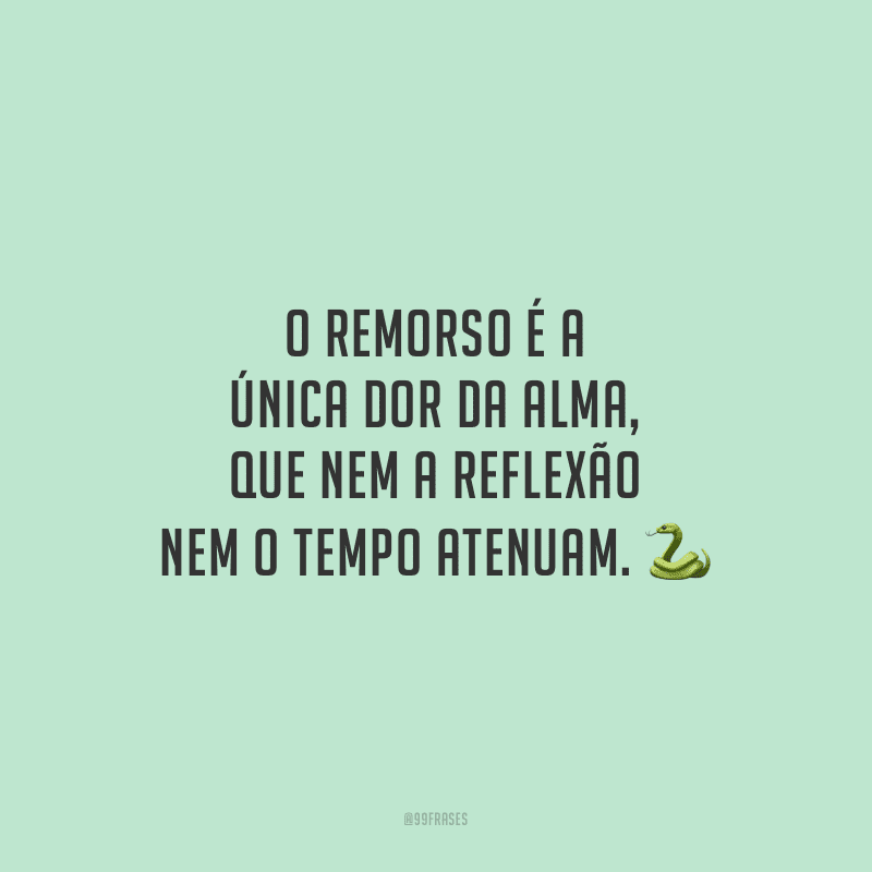 O remorso é a única dor da alma, que nem a reflexão nem o tempo atenuam. 