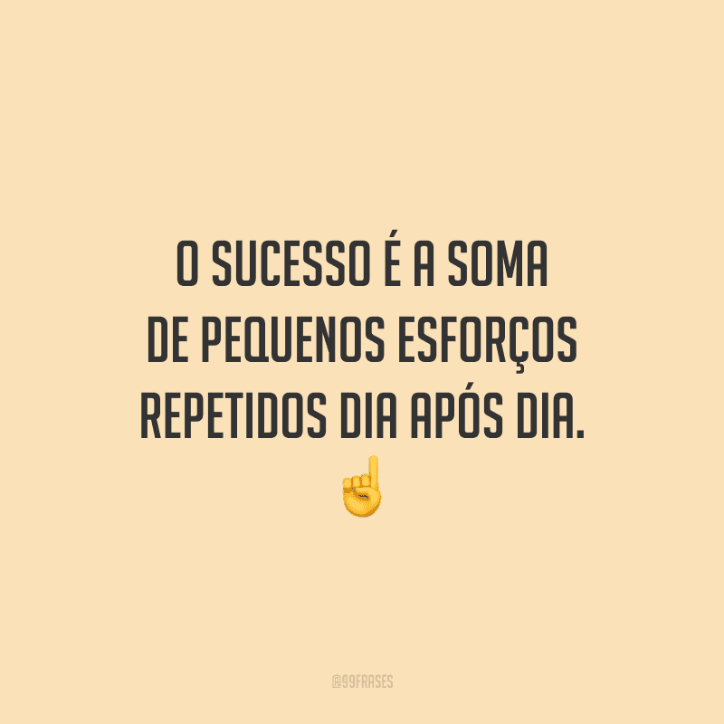 O sucesso é a soma de pequenos esforços repetidos dia após dia.