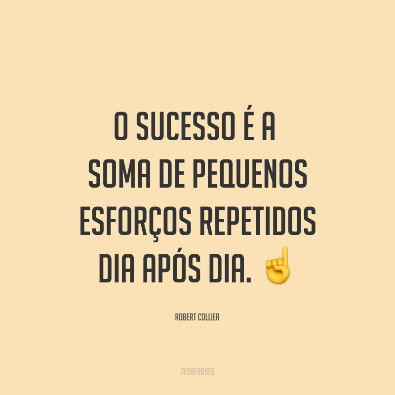 O sucesso é a soma de pequenos esforços repetidos dia após dia. ☝