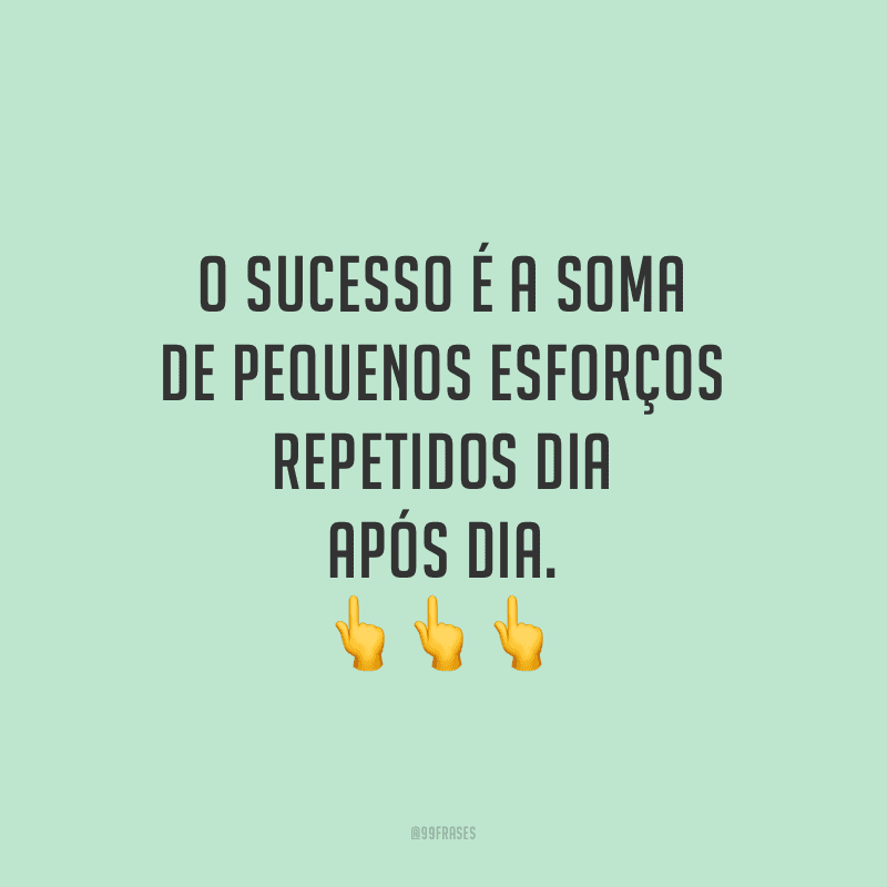 O sucesso é a soma de pequenos esforços repetidos dia após dia.