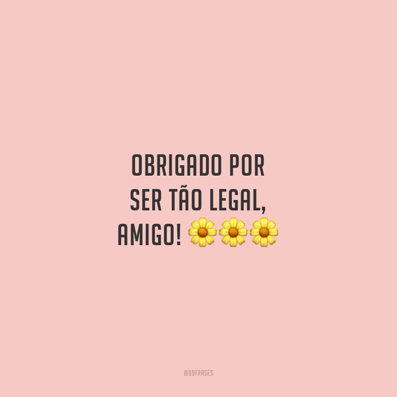 Obrigado por ser tão legal, amigo!