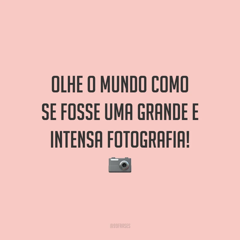 Olhe o mundo como se fosse uma grande e intensa fotografia! 📷