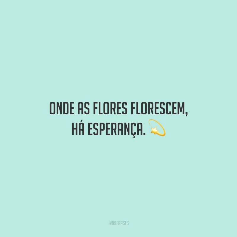 Onde as flores florescem, há esperança.