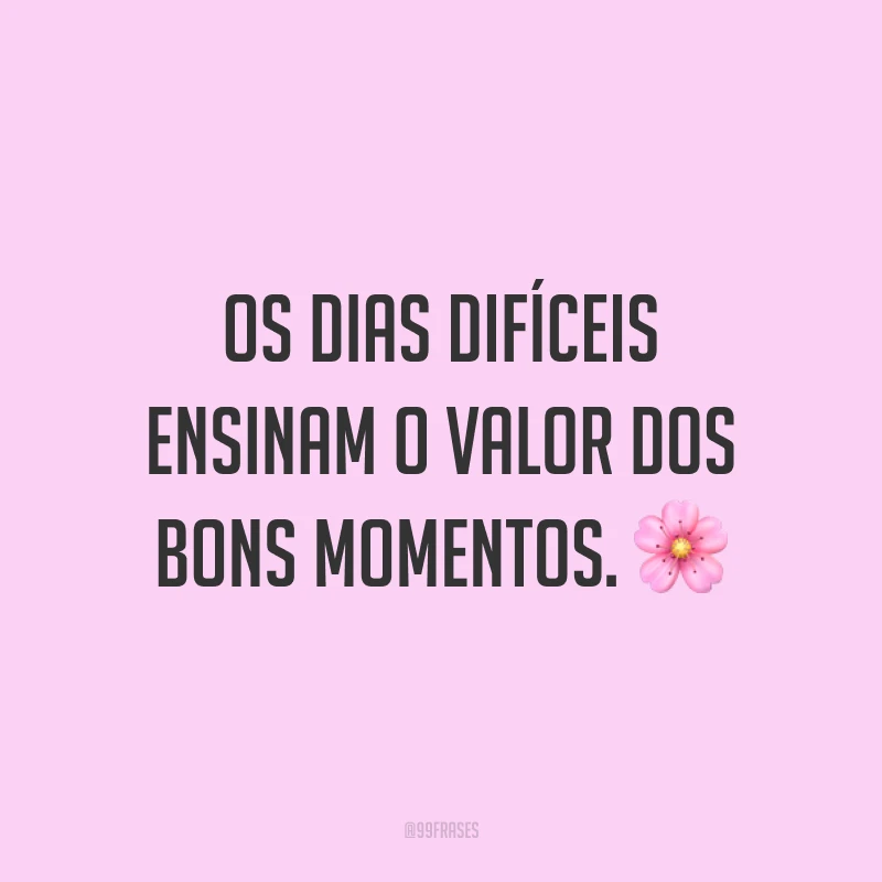 Os dias difíceis ensinam o valor dos bons momentos. 🌸