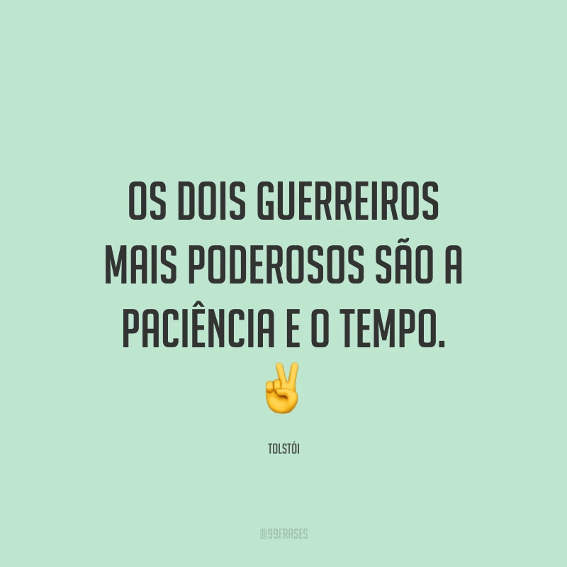Os dois guerreiros mais poderosos são a paciência e o tempo. ✌️