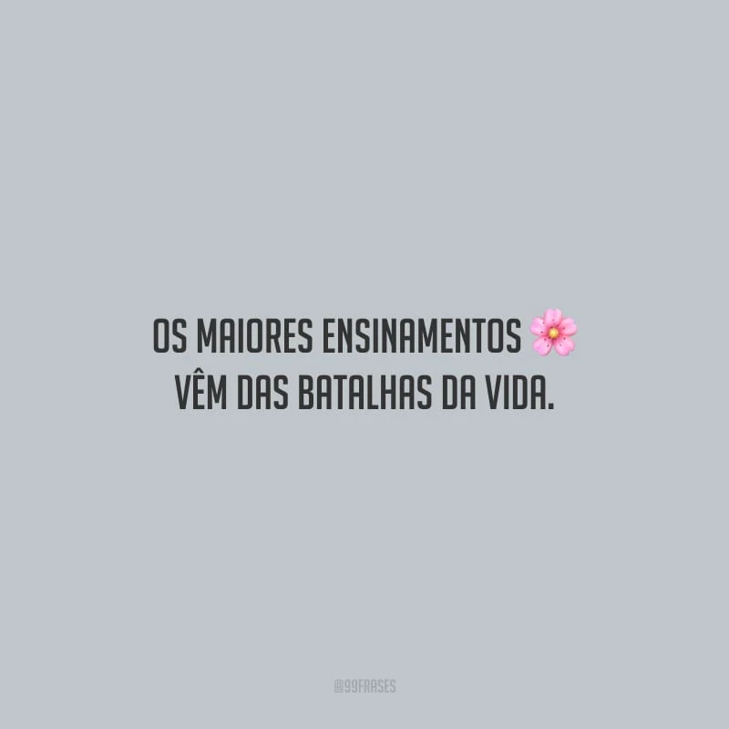 Os maiores ensinamentos vêm das batalhas da vida.
