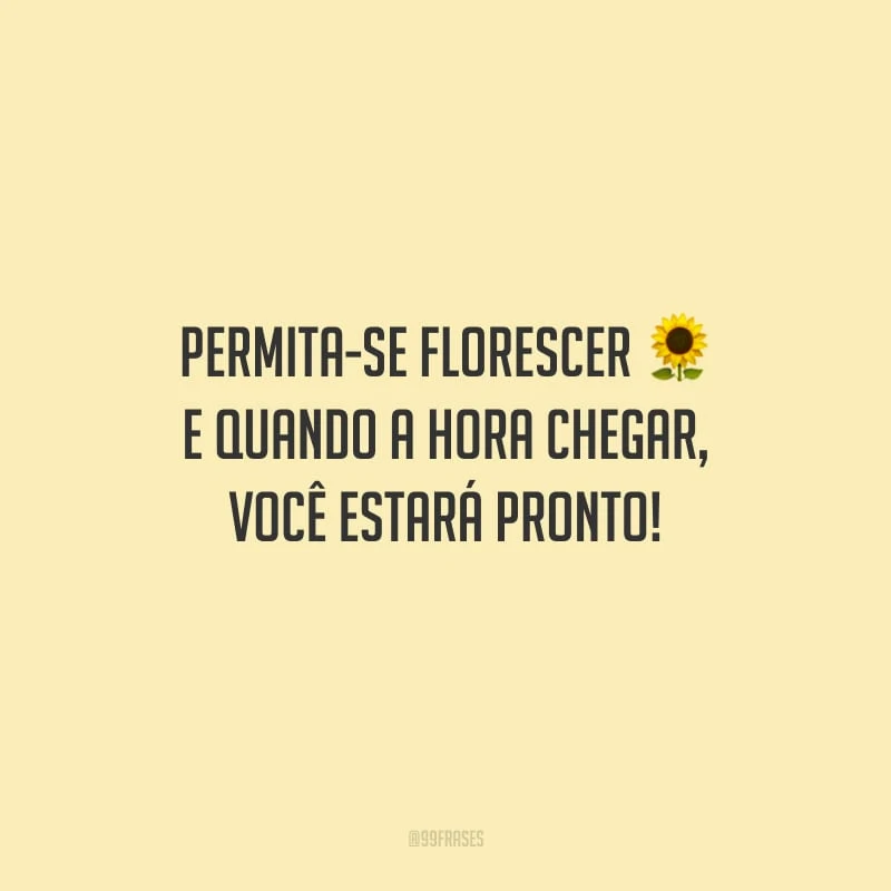 Permita-se florescer e quando a hora chegar, você estará pronto!