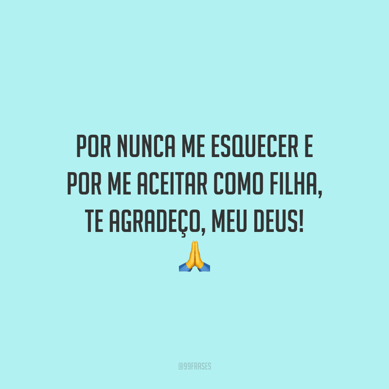 Por nunca me esquecer e por me aceitar como filha, te agradeço, meu Deus!