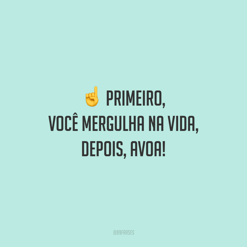 Primeiro, você mergulha na vida, depois, avoa!