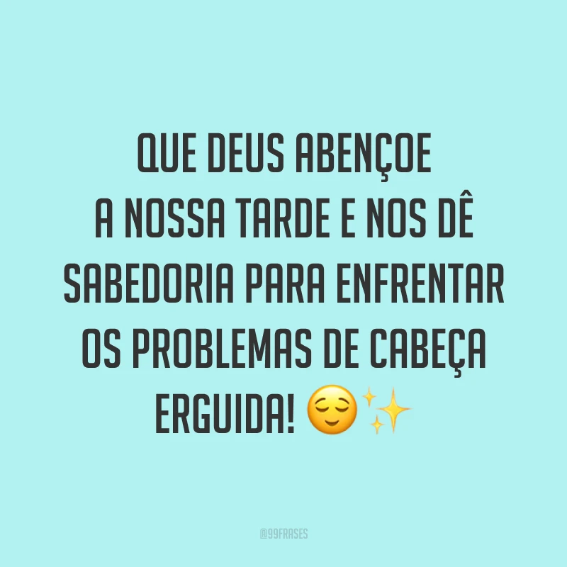 Que Deus abençoe a nossa tarde e nos dê sabedoria para enfrentar os problemas de cabeça erguida! 😌✨