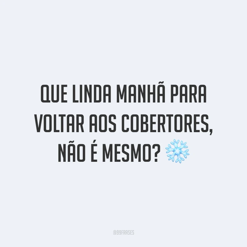 Que linda manhã para voltar aos cobertores, não é mesmo? ❄