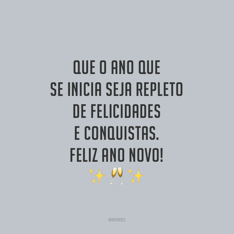 Que o ano que se inicia seja repleto de felicidades e conquistas. Feliz Ano Novo!