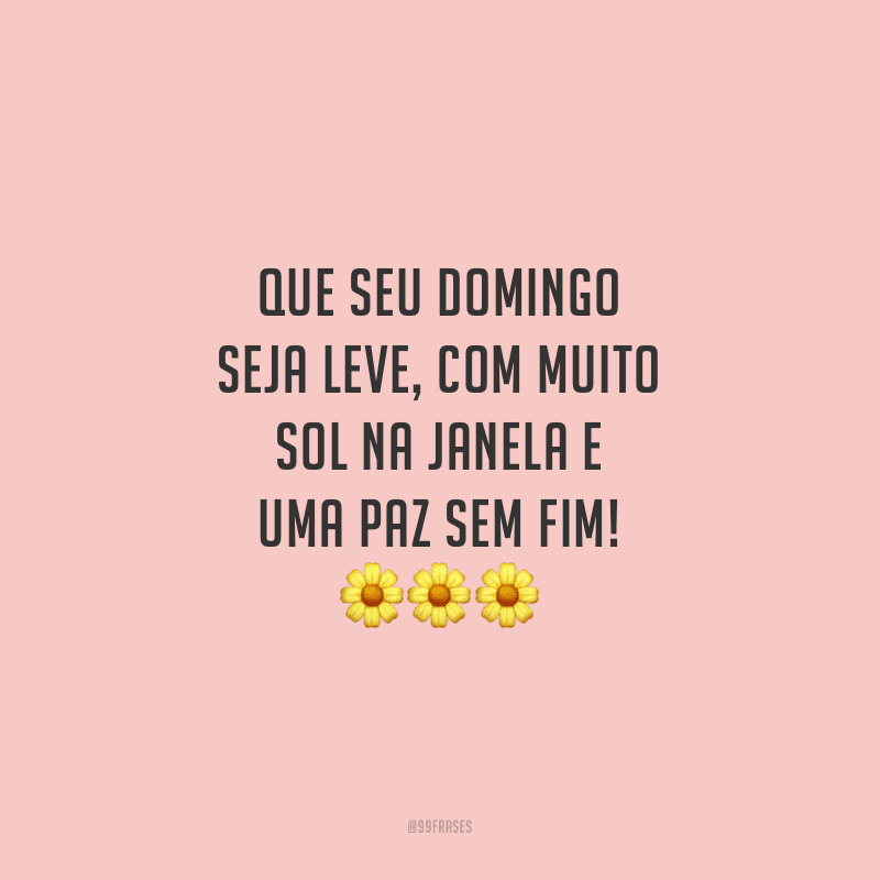 Que seu domingo seja leve, com muito sol na janela e uma paz sem fim!