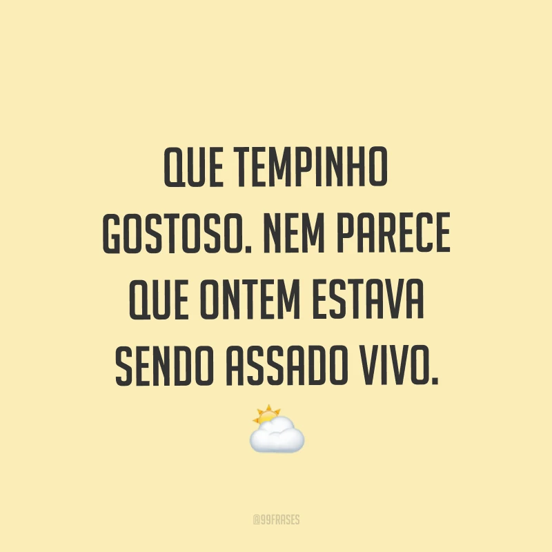 Que tempinho gostoso. Nem parece que ontem estava sendo assado vivo. ⛅