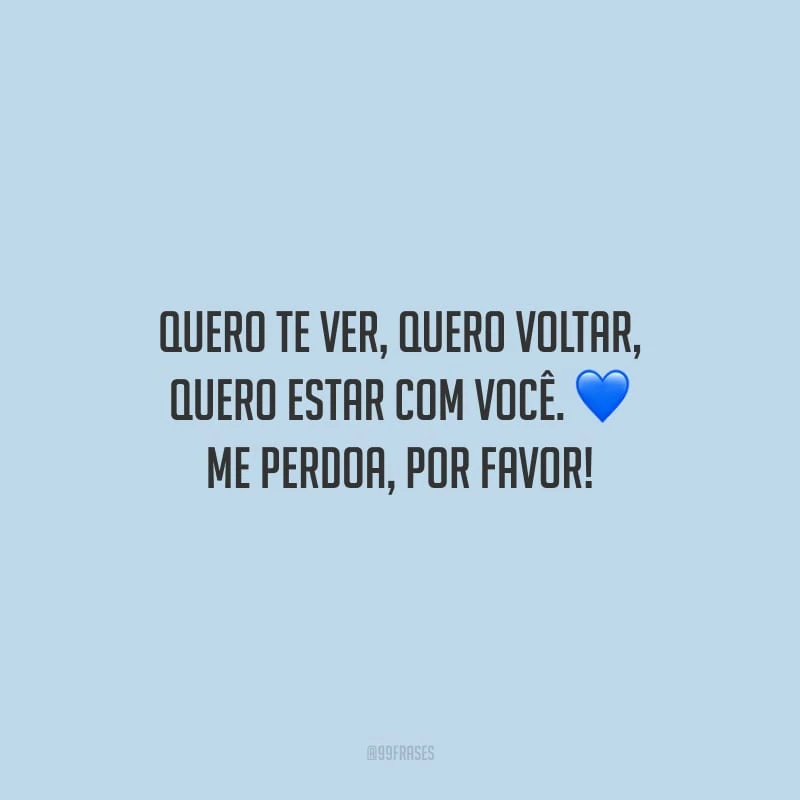 Quero te ver, quero voltar, quero estar com você. Me perdoa, por favor!