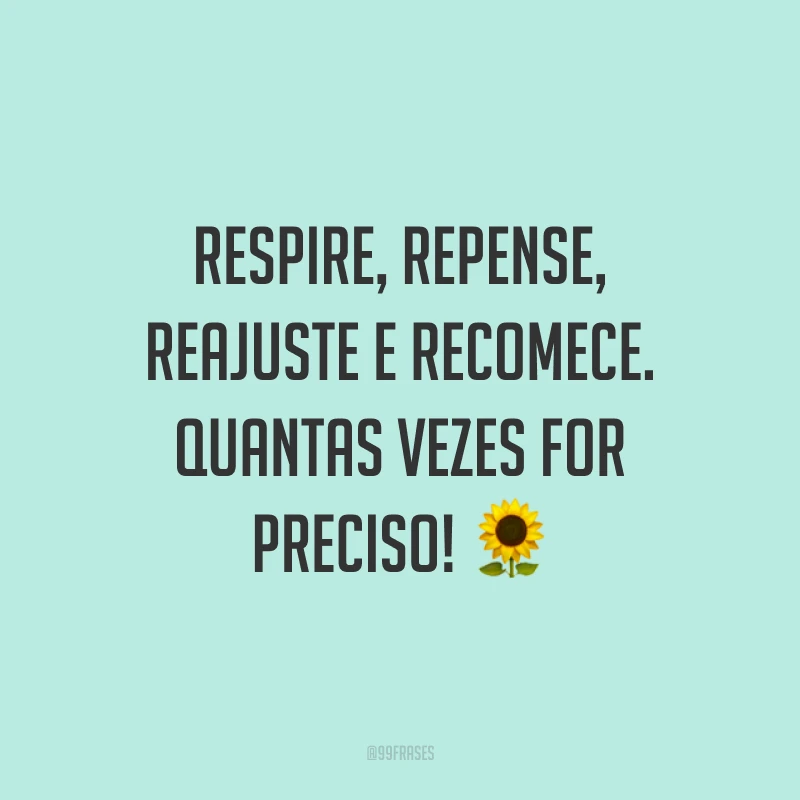 Respire, repense, reajuste e recomece. Quantas vezes for preciso! ?