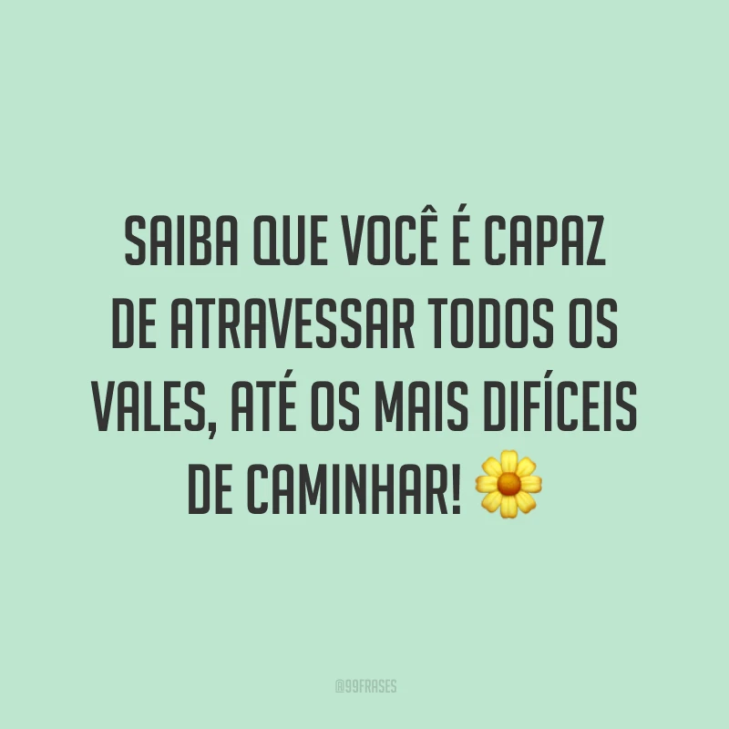 Saiba que você é capaz de atravessar todos os vales, até os mais difíceis de caminhar!