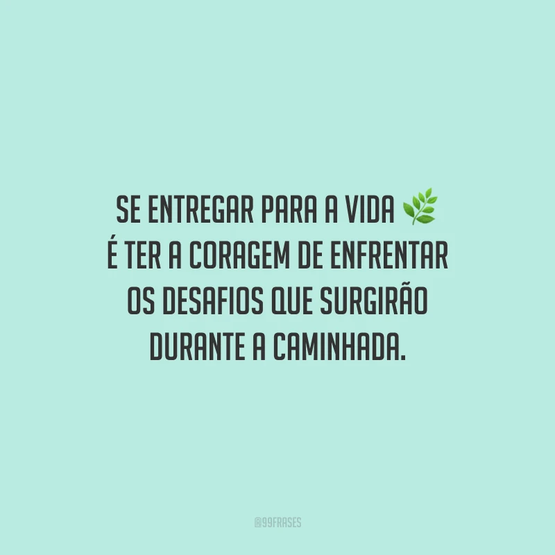 Se entregar para a vida é ter a coragem de enfrentar os desafios que surgirão durante a caminhada. 