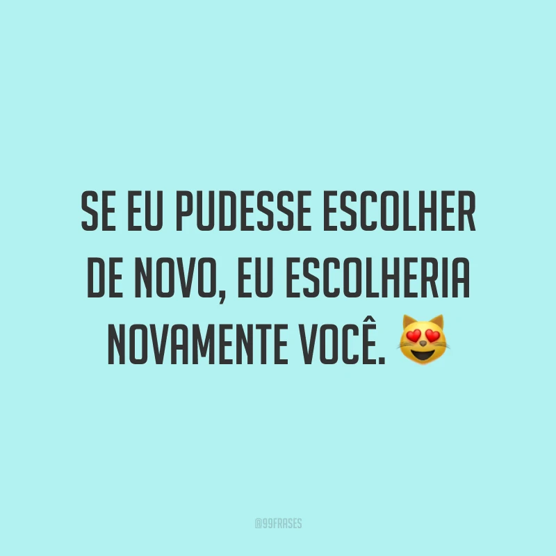 Se eu pudesse escolher de novo, eu escolheria novamente você. 😻
