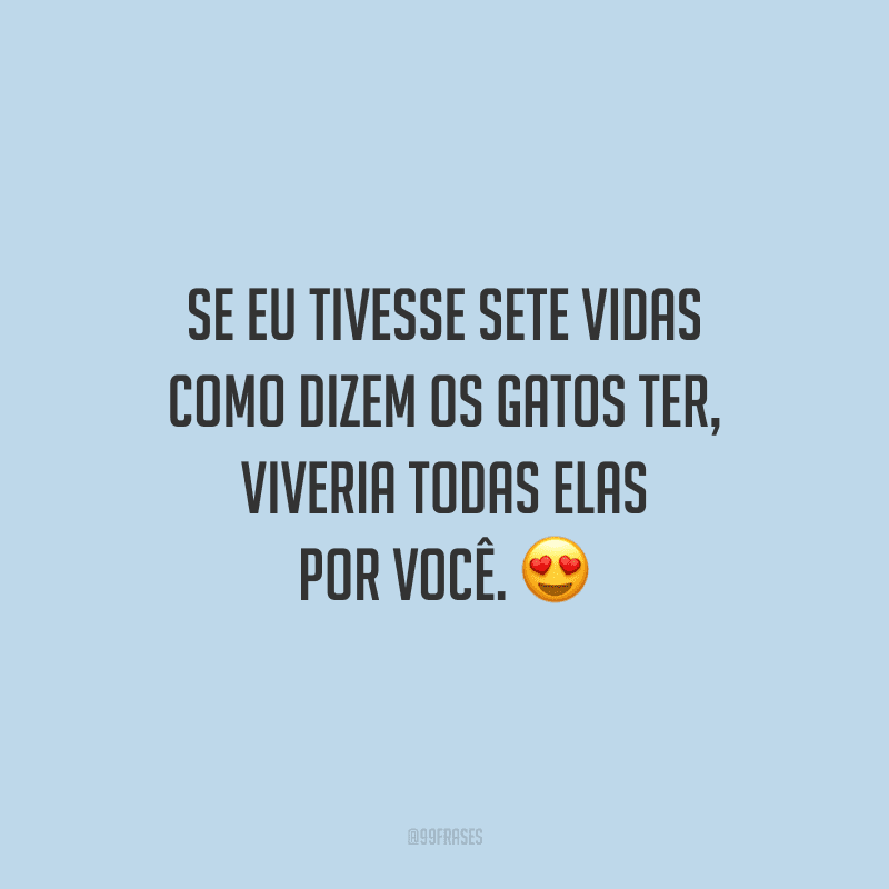 Se eu tivesse sete vidas como dizem os gatos ter, viveria todas elas por você.