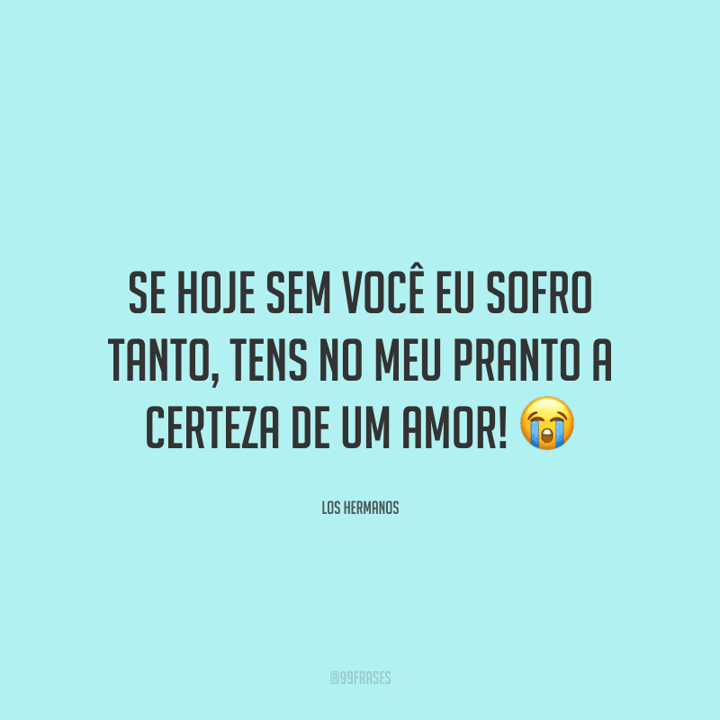 Se hoje sem você eu sofro tanto, tens no meu pranto a certeza de um amor! ?