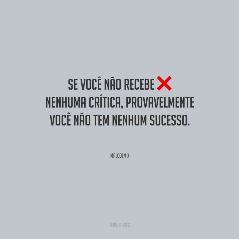 Se você não recebe nenhuma crítica, provavelmente você não tem nenhum sucesso.