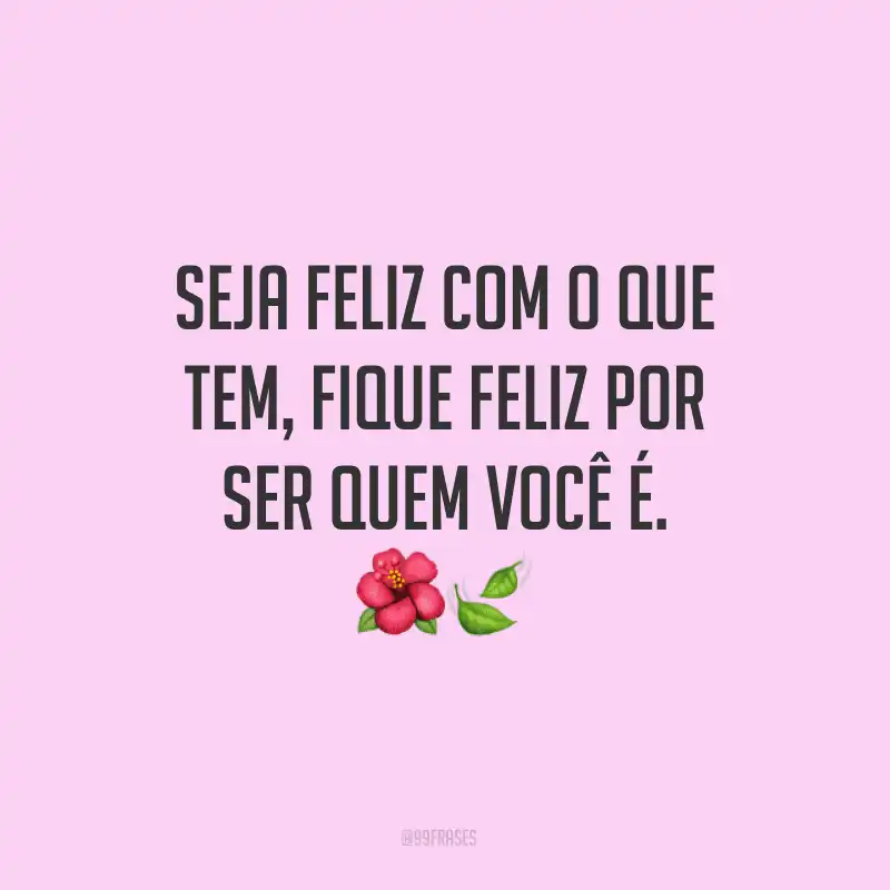 Seja feliz com o que tem, fique feliz por ser quem você é.