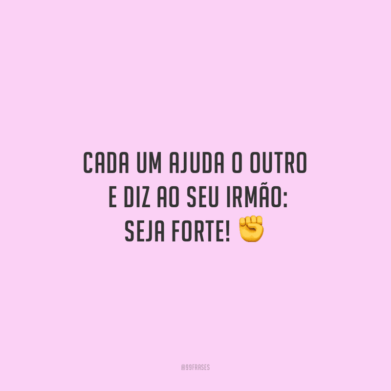 Cada um ajuda o outro e diz ao seu irmão: seja forte! 