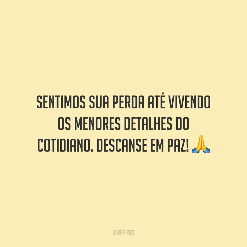 Sentimos sua perda até vivendo os menores detalhes do cotidiano. Descanse em paz!