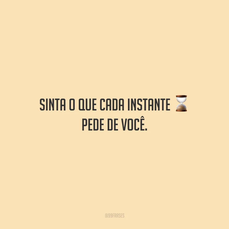 Sinta o que cada instante pede de você.