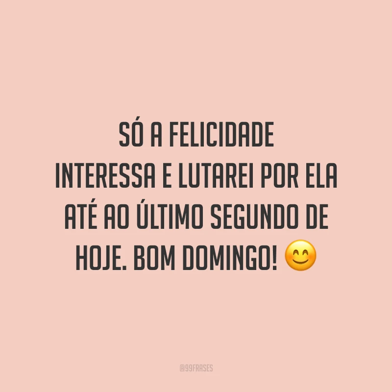 Só a felicidade interessa e lutarei por ela até ao último segundo de hoje. Bom domingo!