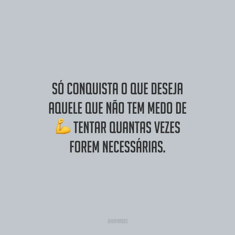 Só conquista o que deseja aquele que não tem medo de tentar quantas vezes forem necessárias.