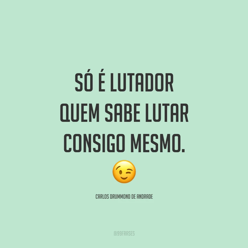 Só é lutador quem sabe lutar consigo mesmo. 😉