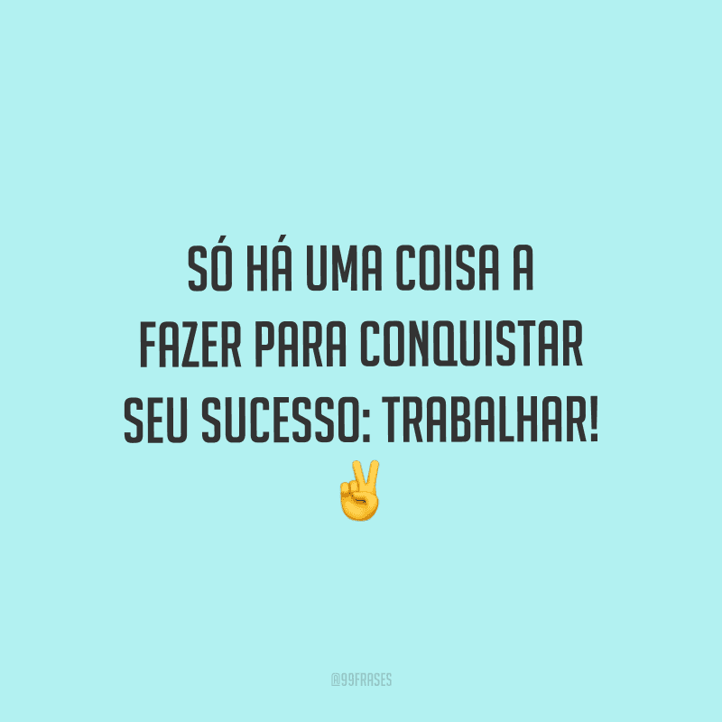 Só há uma coisa a fazer para conquistar seu sucesso: trabalhar! 