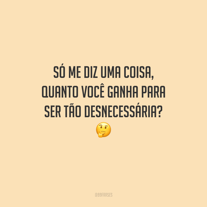 Só me diz uma coisa, quanto você ganha para ser tão desnecessária?