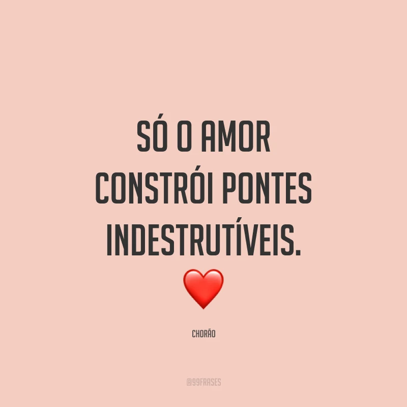 Só o amor constrói pontes indestrutíveis. ❤