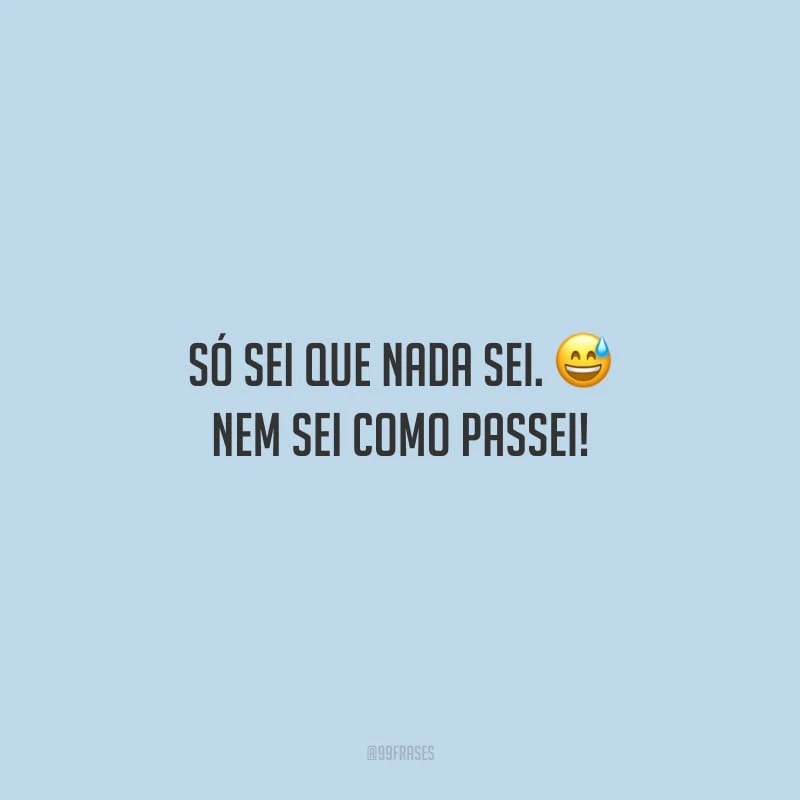 Só sei que nada sei. Nem sei como passei!