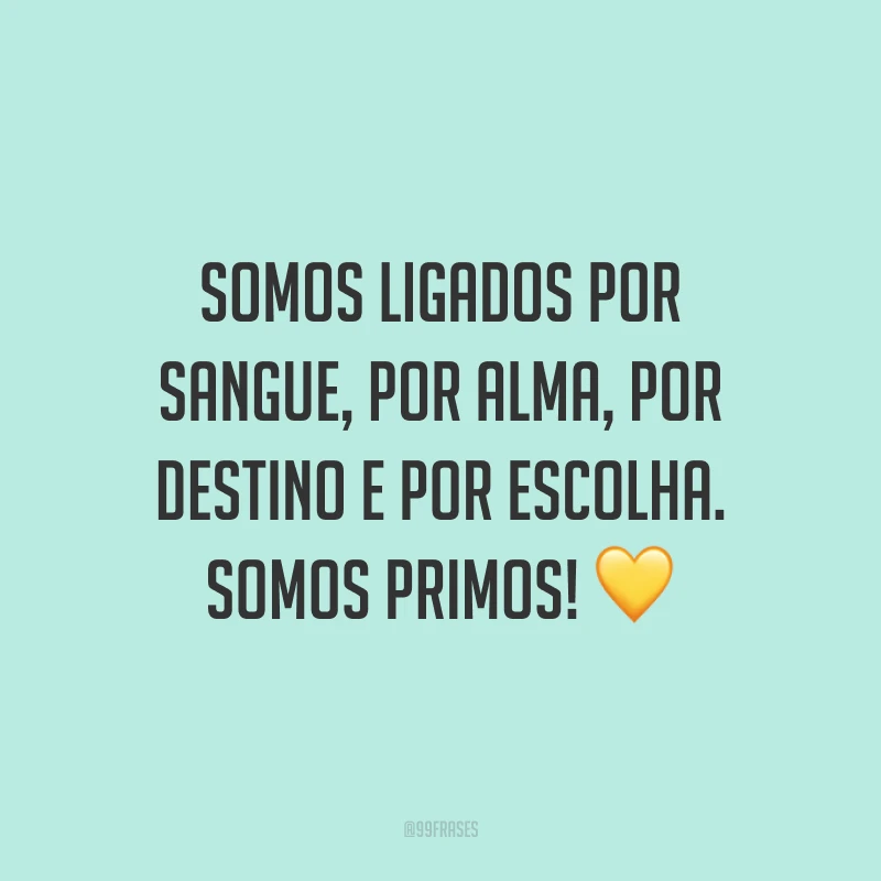 Somos ligados por sangue, por alma, por destino e por escolha. Somos primos!